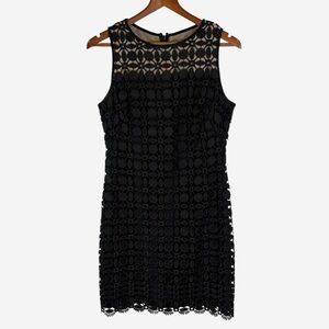 Lauren Ralph Lauren Sleeveless Geometric Lace Cocktail Dress Sz 10 Black Lined